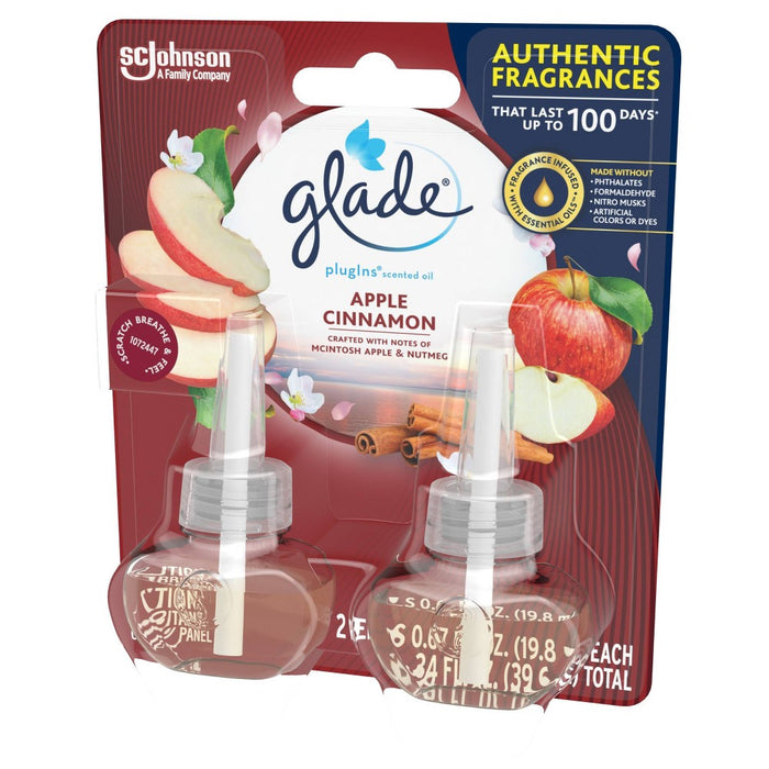 Glade PlugIns Scented Oil Air Freshener Apple Cinnamon Refill - 1.34oz/2ct