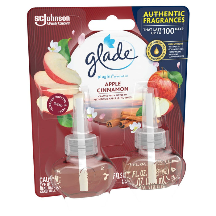 Glade PlugIns Scented Oil Air Freshener Apple Cinnamon Refill - 1.34oz/2ct