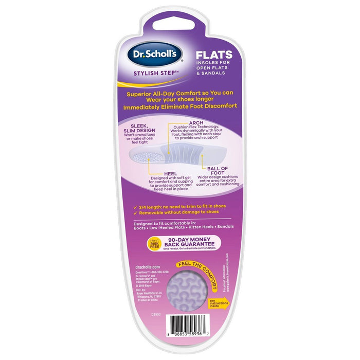 Dr. Scholl's Stylish Step Discreet Cushioning Insoles for Flats and Sandals - 1 Pair - Size (6-10)