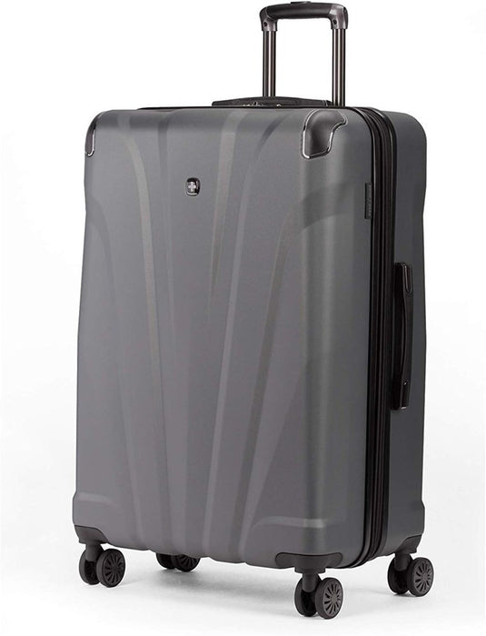 SWISSGEAR 7330 Hardside Spinner Luggage, Large Checked Suitcase - Dark Grey