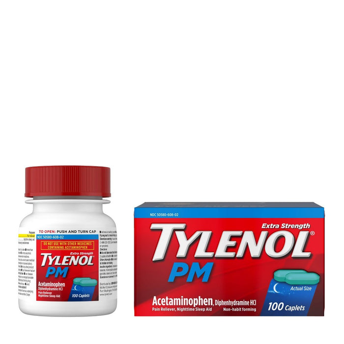 Tylenol PM Extra Strength Pain Reliever & Sleep Aid Caplets - Acetaminophen - 100ct