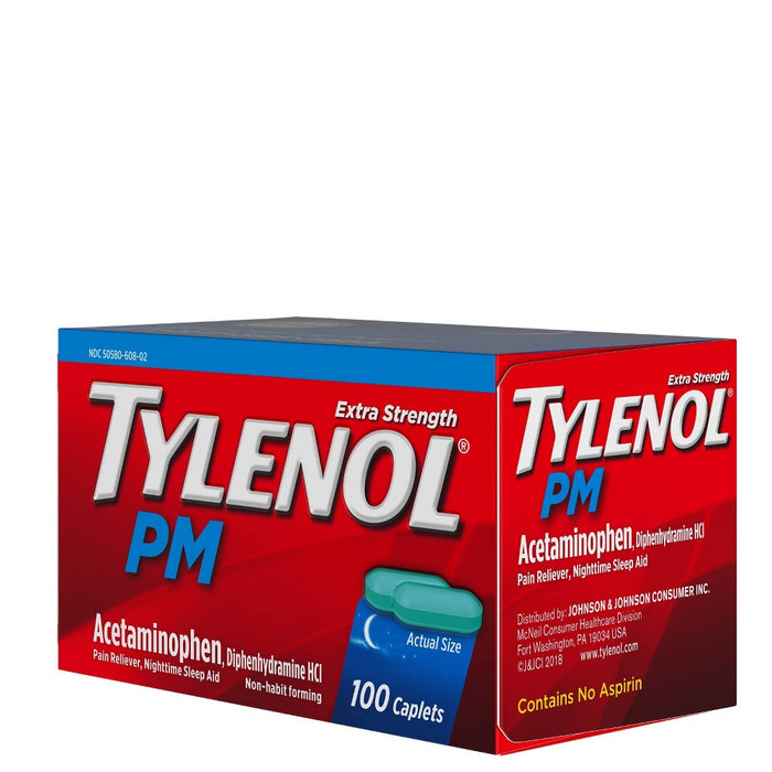 Tylenol PM Extra Strength Pain Reliever & Sleep Aid Caplets - Acetaminophen - 100ct