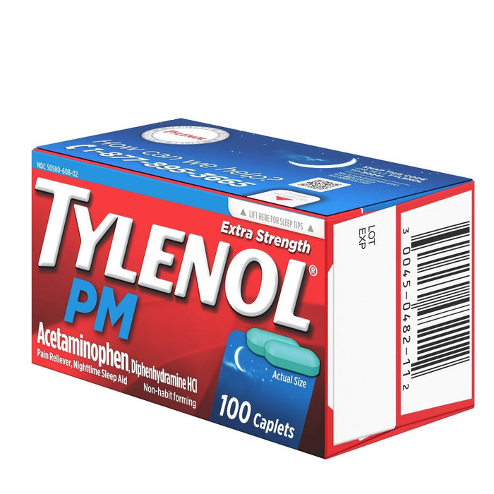 Tylenol PM Extra Strength Pain Reliever & Sleep Aid Caplets - Acetaminophen - 100ct