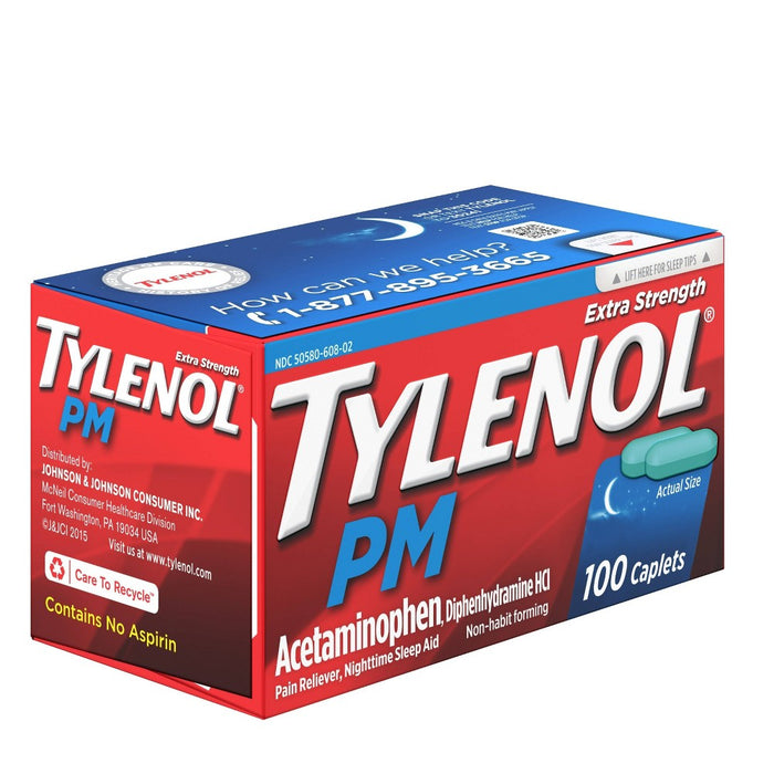 Tylenol PM Extra Strength Pain Reliever & Sleep Aid Caplets - Acetaminophen - 100ct