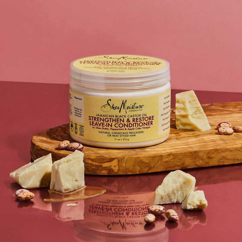 SheaMoisture Leave In Conditioner for Over-Processed Damaged Hair 100% Pure Jamaican Black Castor Oil - 11.5 fl oz