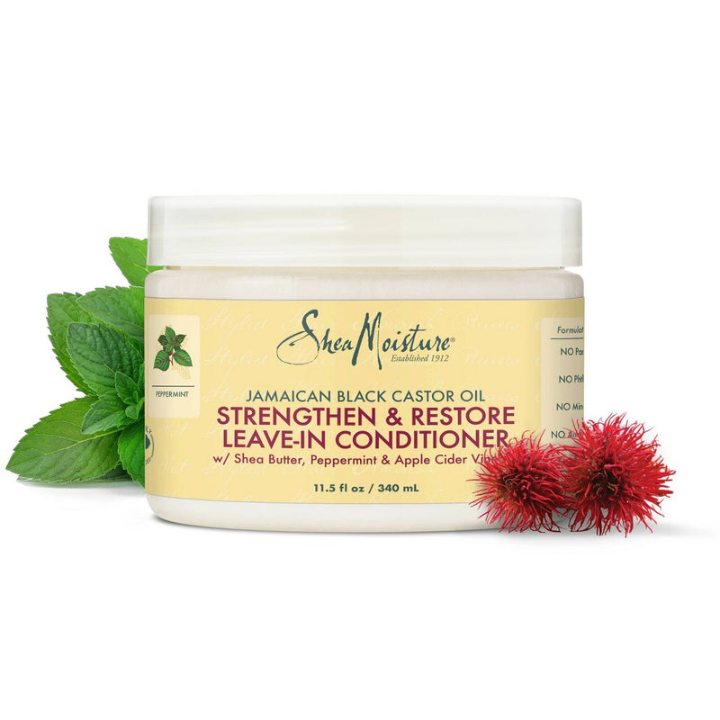 SheaMoisture Leave In Conditioner for Over-Processed Damaged Hair 100% Pure Jamaican Black Castor Oil - 11.5 fl oz