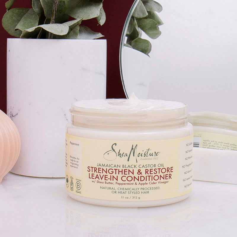 SheaMoisture Leave In Conditioner for Over-Processed Damaged Hair 100% Pure Jamaican Black Castor Oil - 11.5 fl oz