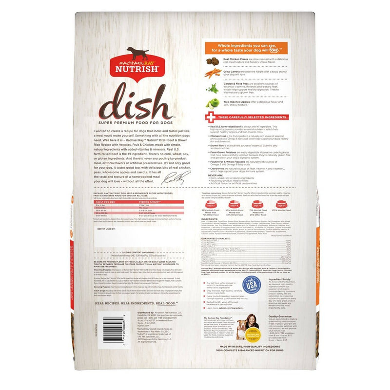 Rachael Ray Nutrish Dish Beef & Brown Rice Recipe Super Premium Dry Dog Food - 11.5lbs