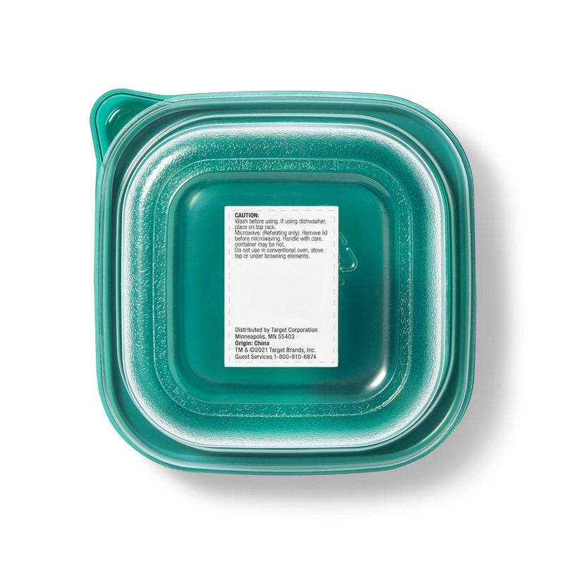 LOT OF 4 -Small Square Food Storage Container - 17.6oz/3ct - up & up