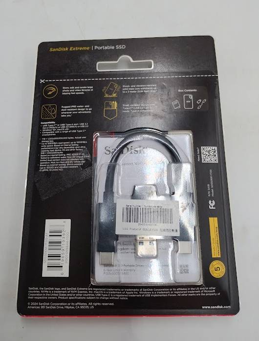 SanDisk Extreme 1TB Portable External SSD Flash Storage Drive