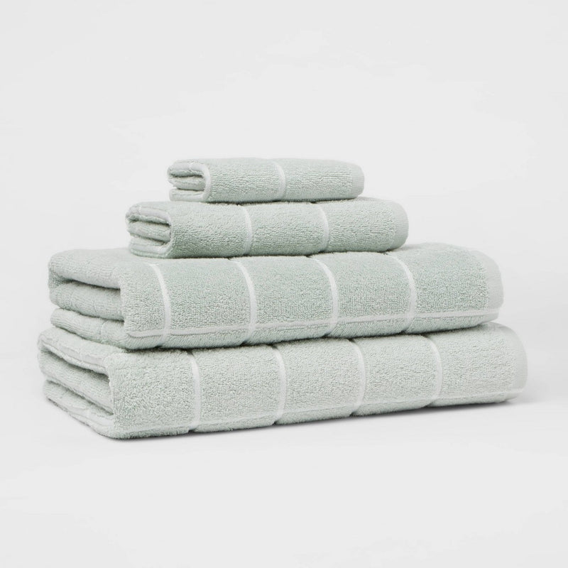 Everyday Grid Bath Towel Mint - Room Essentials