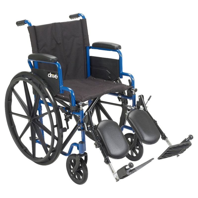 Drive Medical Blue Streak Wheelchair with Flip Back Desk Arms, Elevating Leg Rests, 18" Seat (LOCAL PICKUP ONLY)
