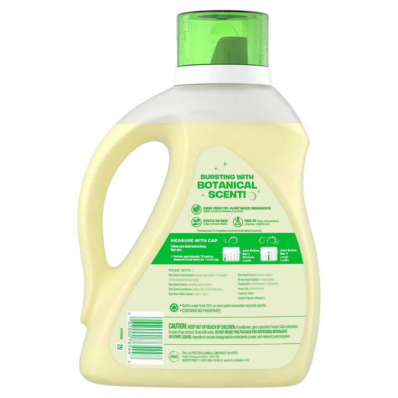 Gain Botanicals Plant Based White Tea & Lavender HE Compatible Liquid Laundry Detergent - 113 fl oz