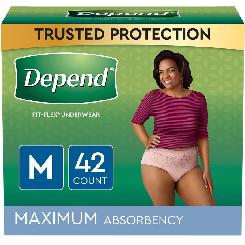 Depend FIT-FLEX Incontinence Fragrance Free Underwear for Women - Maximum - Medium - Blush - 42ct