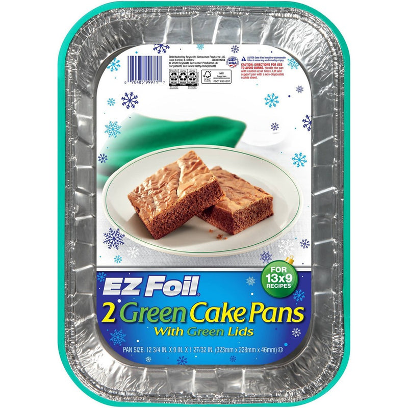 EZ Foil 13X9 Holiday Cake Pan with Lids - Green