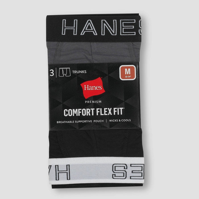 Hanes Premium Black Label Men's Trunks 3pk - Black/Gray S