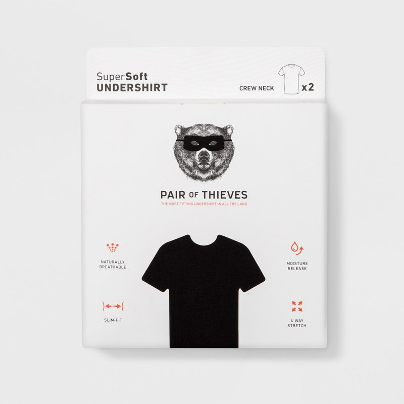 Pair of Thieves Men's 2pk Crew Undershirt - Black L