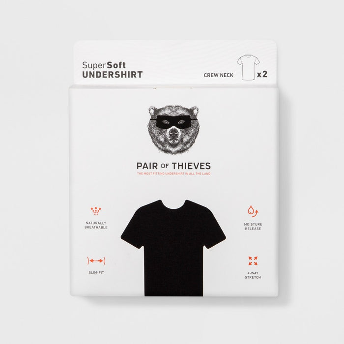 Pair of Thieves Men's 2pk Crew Undershirt - Black L