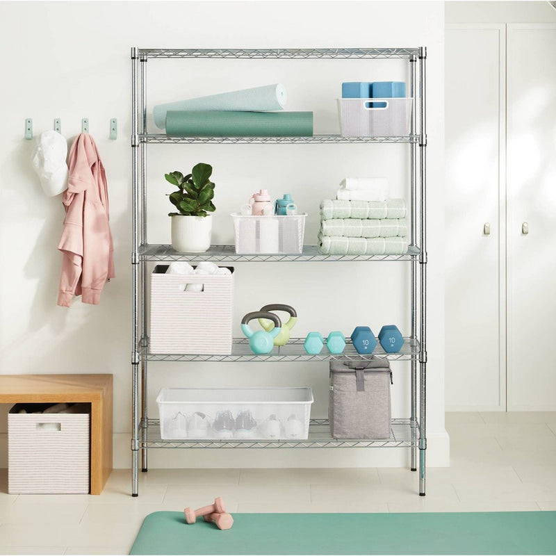 5 Tier Wide Wire Shelving Chrome - Brightroom (LOCAL PICKUP ONLY)