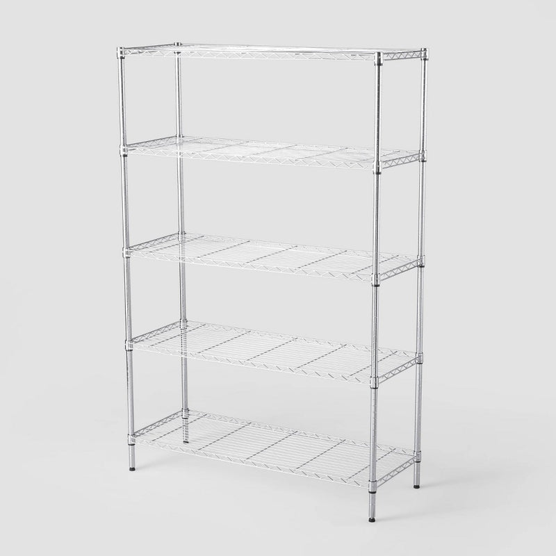 5 Tier Wide Wire Shelving Chrome - Brightroom (LOCAL PICKUP ONLY)