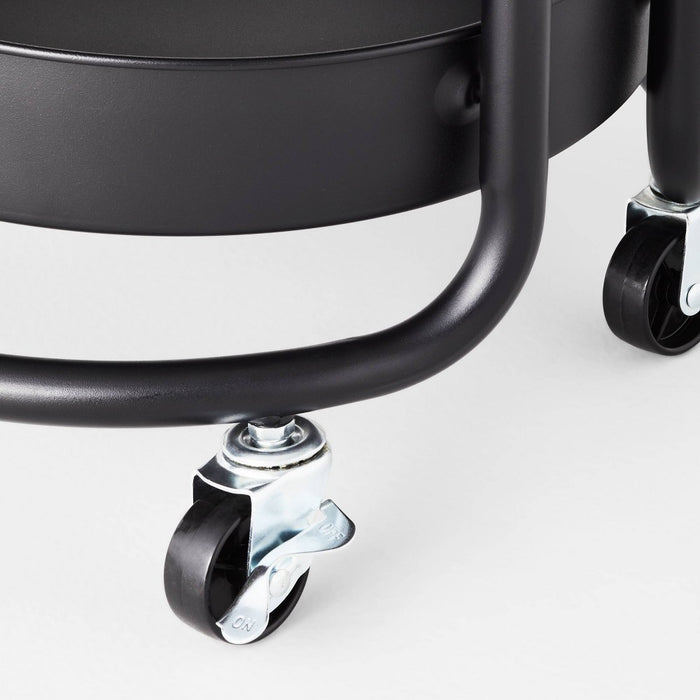 3 Tier Round Metal Utility Cart Black - Brightroom