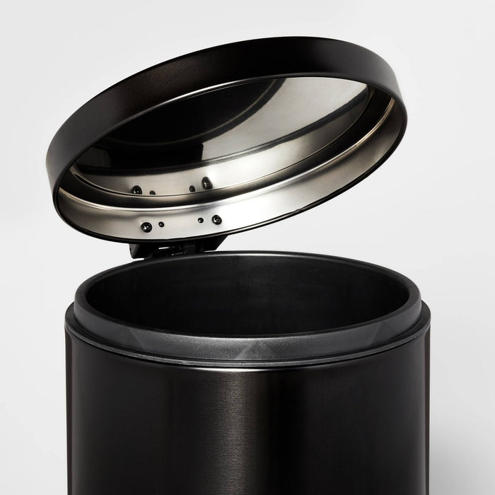 5L Round Step Trash Can Black - Brightroom