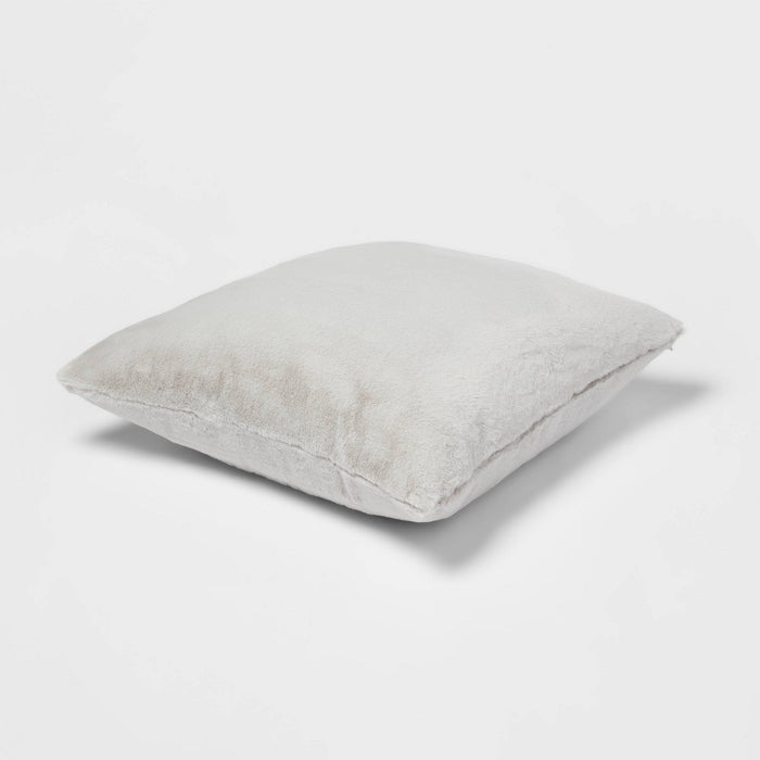 Oversized Faux Rabbit Fur Square Throw Pillow Gray - Threshold (LOCAL PICKUP ONLY)