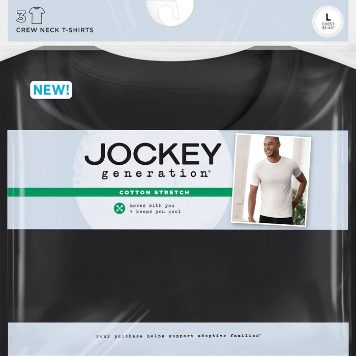 Jockey Generation Men's Stretch Crew Cotton 3pk T-Shirt - Black XL
