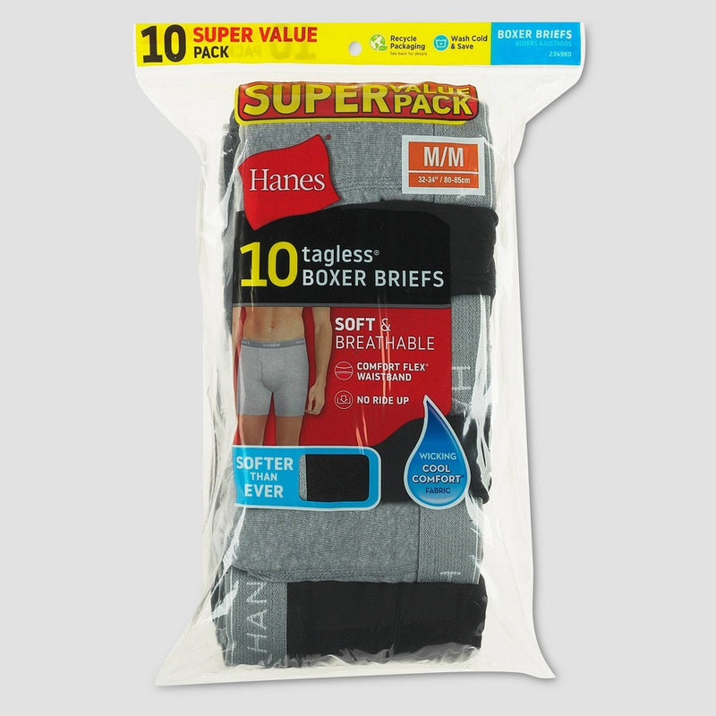 Hanes Men's Comfort Soft Super Value 10pk Boxer Briefs - Colors May Vary S