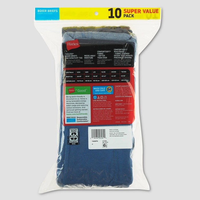 Hanes Men's Comfort Soft Super Value 10pk Waist Band Boxer Briefs - Colors May Vary L