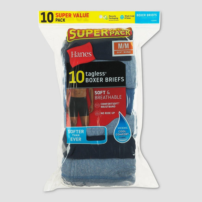 Hanes Men's Comfort Soft Super Value 10pk Waist Band Boxer Briefs - Colors May Vary L
