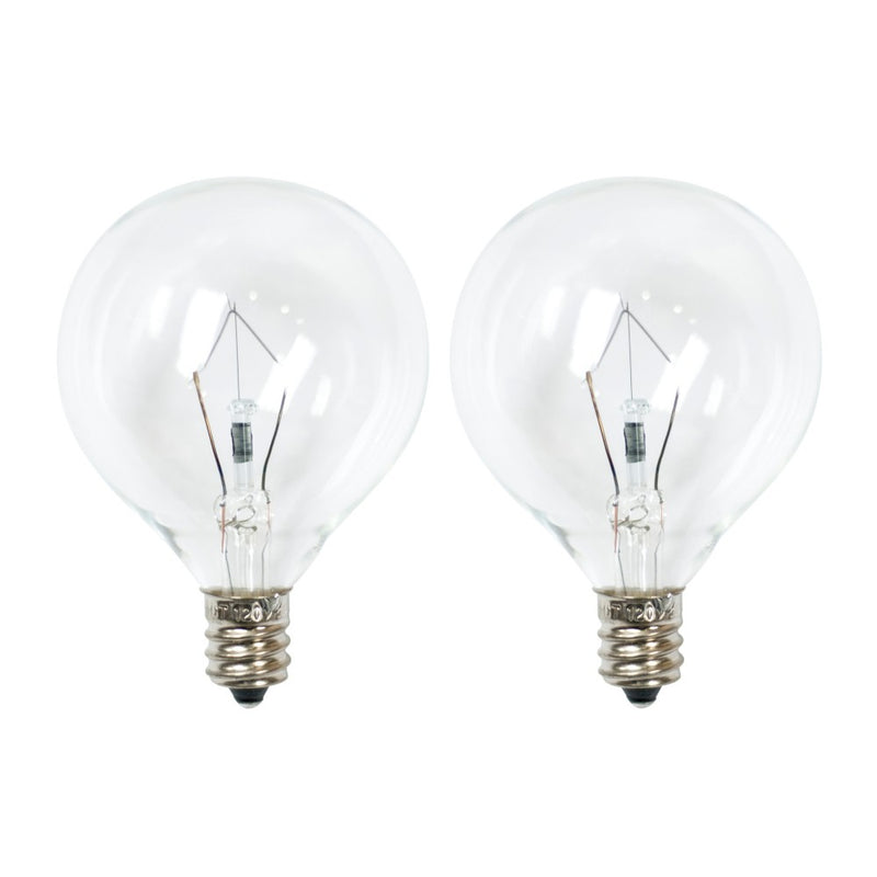 25-Watt 2pk G50 Incandescent Light Bulbs for Wax Warmers Clear - ADOR