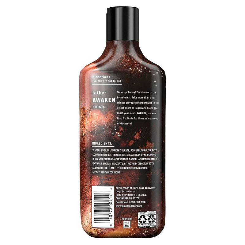 Quiet & Roar Peach & Green Tea Body Wash made with Essential Oils - 16 fl oz