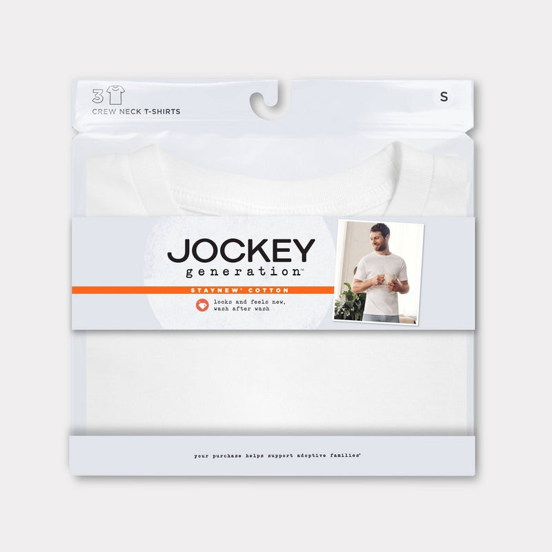 Jockey Generation Men's Stay New Cotton 3pk Crew Neck Short Sleeve T-Shirt - White M