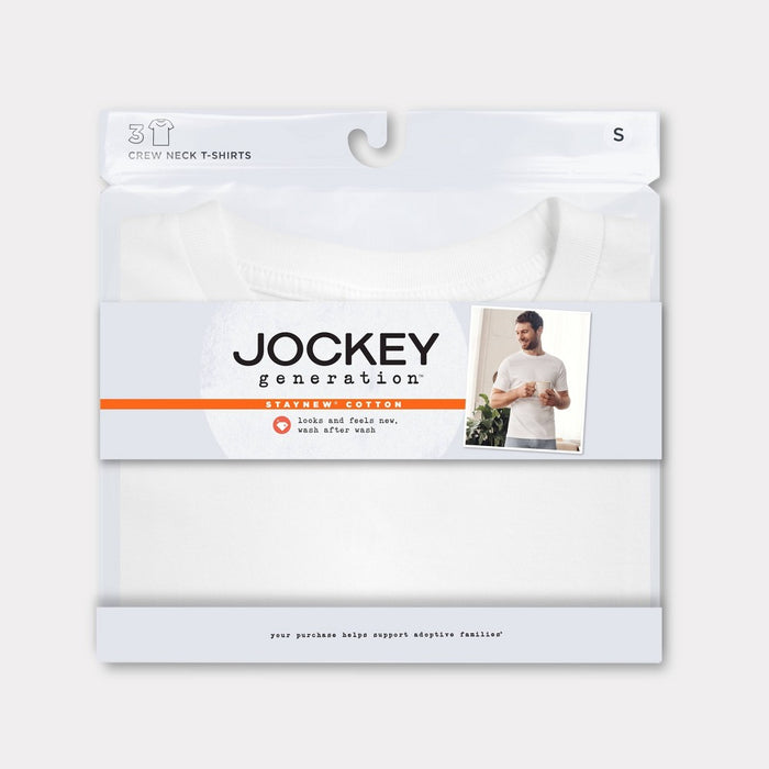 Jockey Generation Men's Stay New Cotton 3pk Crew Neck Short Sleeve T-Shirt - White M