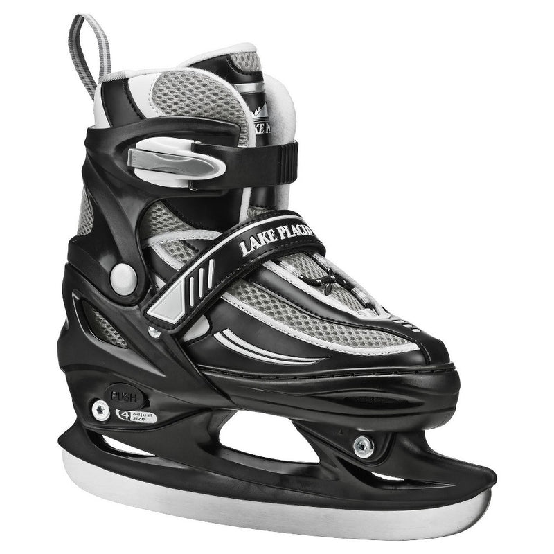 Lake Placid SUMMIT Boys' Adjustable Ice Skate - Black (Small)