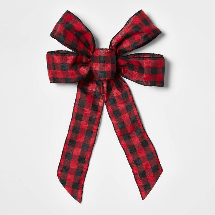 Buffalo Christmas Bow Tree Topper Red/Black  - Wondershop