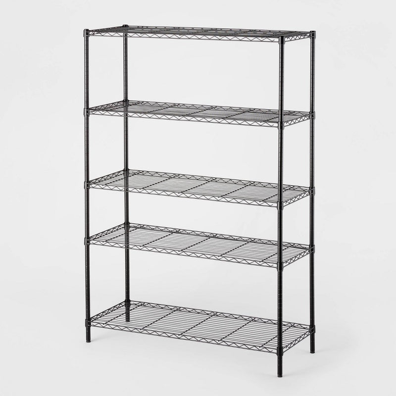 5 Tier Wide Wire Shelving Black - Brightroom. (LOCAL PICKUP ONLY)