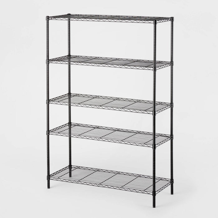 5 Tier Wide Wire Shelving Black - Brightroom. (LOCAL PICKUP ONLY)