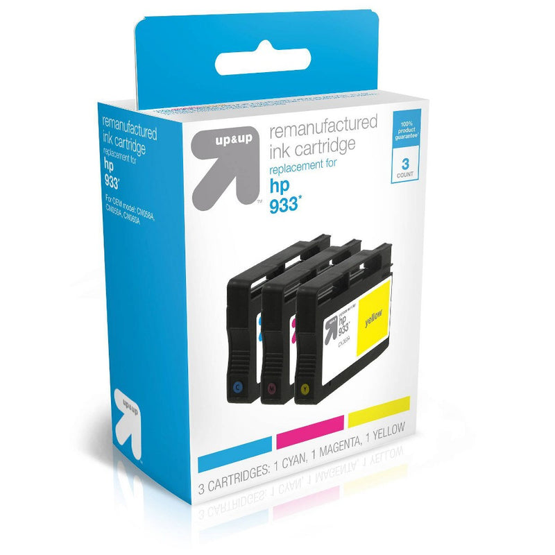 Remanufactured Cyan/Magenta/Yellow Standard 3-Pack Ink Cartridges - Compatible with HP 933 Ink Series Printers - TAR933CMY - up & up