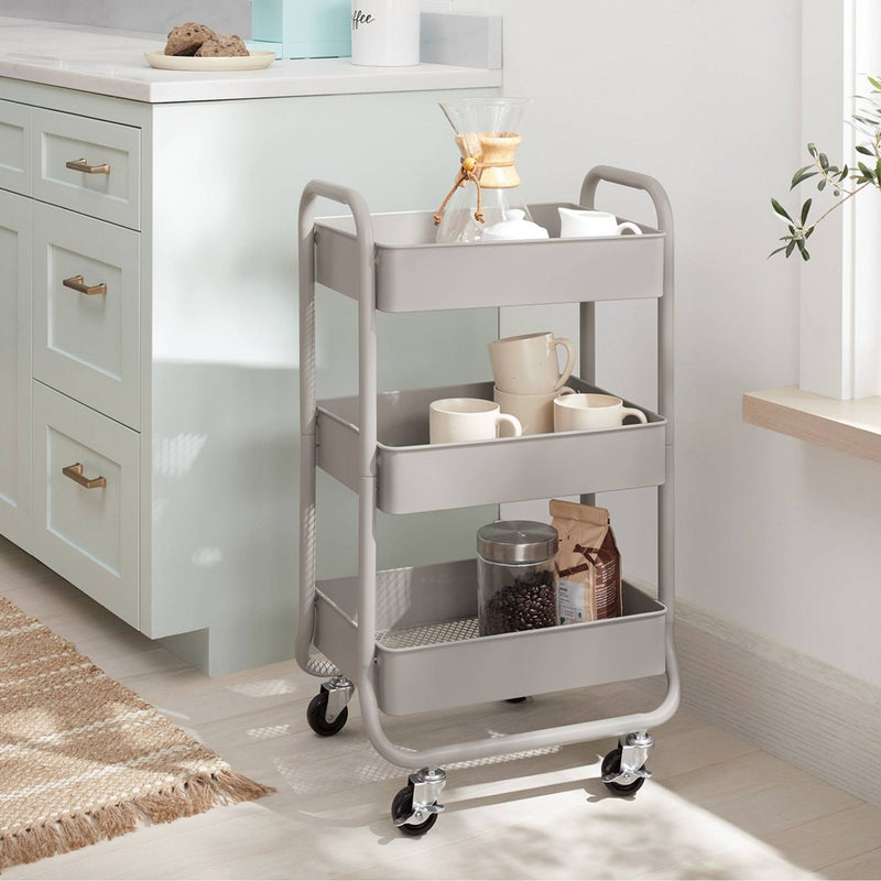 3 Tier Metal Utility Cart Gray - Brightroom