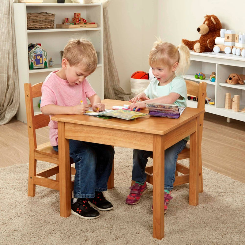 Melissa & Doug Solid Wood Table and 2 Chairs Set - Light Finish Furniture for Playroom (LOCAL PICKUP ONLY)