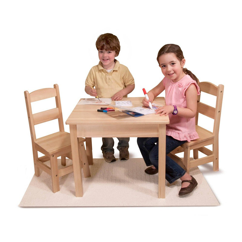 Melissa & Doug Solid Wood Table and 2 Chairs Set - Light Finish Furniture for Playroom (LOCAL PICKUP ONLY)