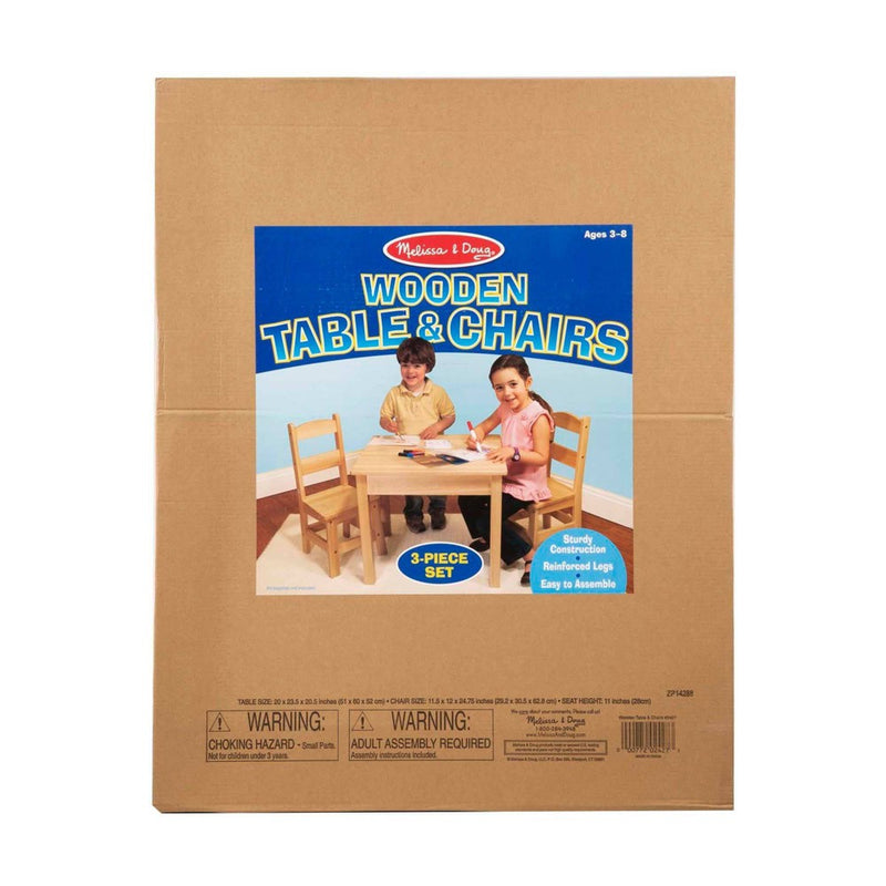 Melissa & Doug Solid Wood Table and 2 Chairs Set - Light Finish Furniture for Playroom (LOCAL PICKUP ONLY)