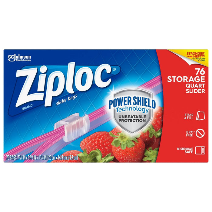Ziploc Slider Storage Quart Bags with Power Shield Technology - 76ct