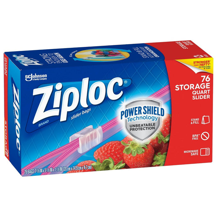 Ziploc Slider Storage Quart Bags with Power Shield Technology - 76ct