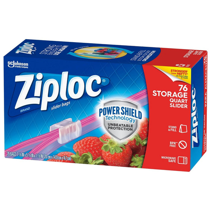 Ziploc Slider Storage Quart Bags with Power Shield Technology - 76ct