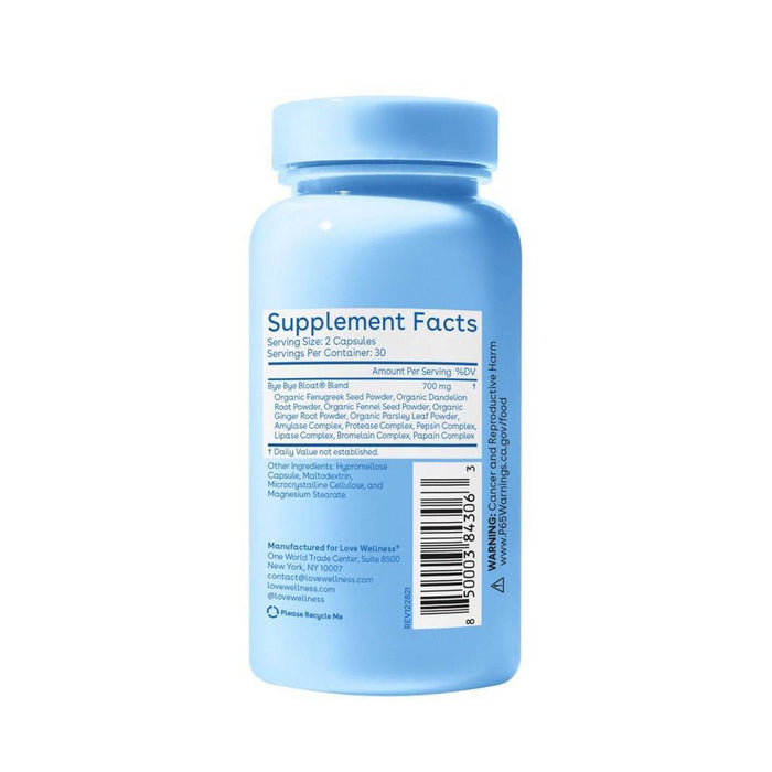 Love Wellness Bye Bye Bloat - 60ct - EXP 01/2023