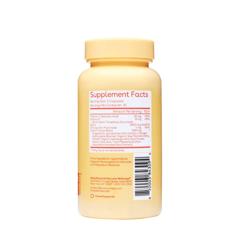 Love Wellness Good to Glow Dietary Supplements - 60ct - EXP 01/2023