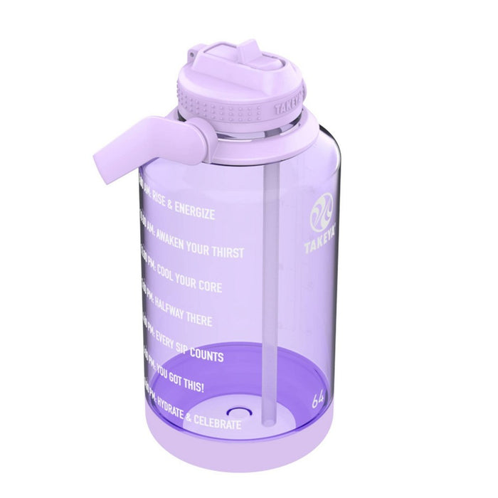 Takeya 64oz Tritan Motivational Water Bottle with Straw Lid - Purple